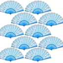 QIRMIZI 30 Pack Folding Fans – Handheld Spanish Style Fans,Bulk Hand Fans for Wedding, Tea Party, Dance, Church,Performance, Home Decorations, Festival, Gift,Light Blue