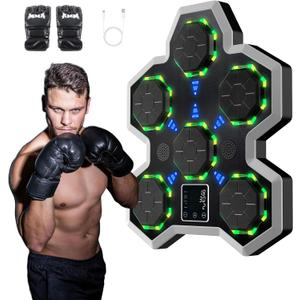 RELAXJOYHN Music Boxing Machine,Boxing Machine Wall Mounted,Smart Bluetooth Musical Beat Boxing Trainer With Gloves,Electronic Boxing Equipment Punching Workout Machine For Adults Home,Indoor and Gym1