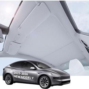 VION Tesla Model Y Roof Sunshade (20262025 New Model Y) Full Blackout (No Light Transmission), Cooler Cabin, Dual-Layer Fabric with Graphene-Enhanced UV Coating, No Sagging Gray