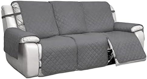 PureFit Water Resistant Reversible Sofa Covers for Reclining Sofa - Non Slip Split Recliner Couch Cover for 3 Cushion Couch, Washable Furniture Protector for Kid, Dog (3 Seat, Gray/Light Gray)