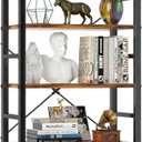 5 Tier Bookshelf, Free Standing Wooden Bookcase with Open Storage Shelves with Metal Frame, Sturdy Shelf Organization Display Rack for Living Room, Bedroom, Home Office, 62.2" Tall, Brown