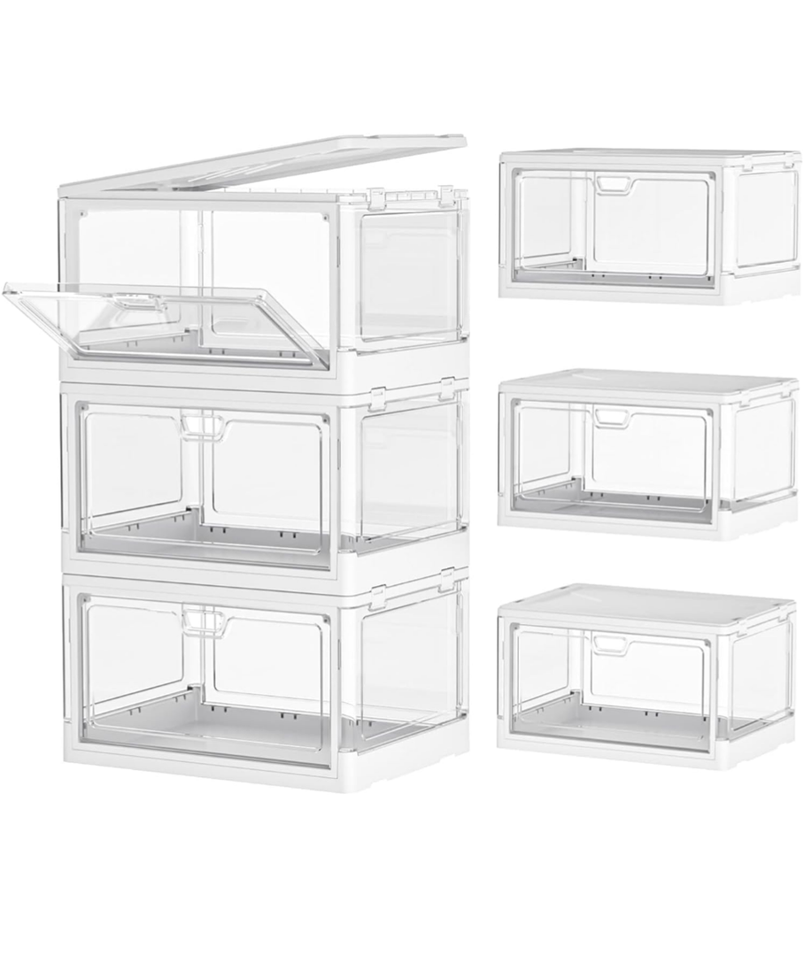 PRANDOM Clear Storage Bin with Lid 3 Pack 15"×11"×8.7"