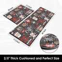 Arttown Coffee Cafe Vintage Anti-Fatigue Kitchen Rug Set of 2 Red Black Retro Farmhouse Cushioned Floor Standing Mat Waterproof Non-Slip Kitchen Mat and PVC Ergonomic Comfort Foam Rug, Size: 17.3 x 47 inch + 17.3 x 29 in, Color: Red Black Espresso Kitchen Mat