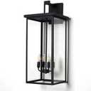 26 in Large Outdoor Wall Lantern, Modern Matte Black Exterior Light Fixtures for House with Clear Glass Shade, Large Outdoor Light Fixtures Wall Mount E12 Base Garage & Porch Wall Light