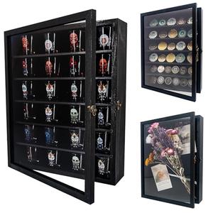 FramePro Shadow Box Frame Display Case 12x16 with Removable Shelves, Deep Memory Box Trinket Knick Knack Shelf Cabinet for Collector, Keepsake Coins Military Medals Wedding Flowers Black