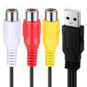 USB to RCA Cable 5FT, USB A 2.0 Male to 3 RCA Female Video Audio Capture AV Composite Cable Cord Adapter for PC,TV, DVD, Digital Cameras Camcorder Connecting