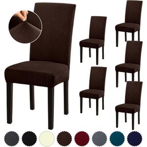 Stretch Dining Room Chair Covers Set of 6, Removable Washable Chair Covers for Dining Chairs,Dining Room, Hotel, Ceremony (Large-6 Pcs)