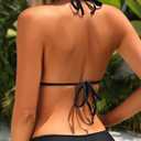 Tempt Me Women Triangle Bikini Top - Adjustable String Halter Swimsuit Sexy Push Up Bathing Suit Top Only (Black)