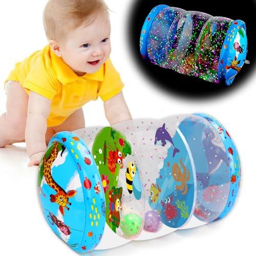 Crawling & Walking Baby Toys 6-12 Months Glowing Jumbo Inflatable Rolling Infant Toy 7 8 9 10 12-18 Month Old Tummy Time Sensory Development Light Up Toys for 1 2 Year Old Boy Girl Birthday Gifts