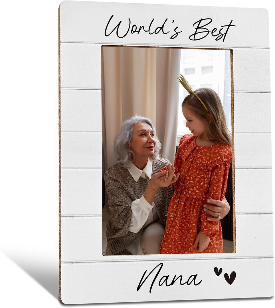 Nana Picture Frames, World's Best Nana Grandmother Wooden Photo Frames, Grandma Mother's Day Gifts for Grandma Birthday Christmas Picture Photo Frame for Desk Table 4X6 Photos