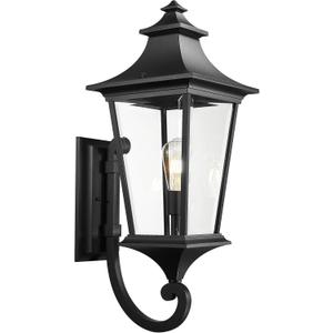 Emliviar 29.3 Inch Outsider Wall Lantern, Outdoor Wall Light Suitable for House Porch, Clear Glass in Black Finish, XE292UB-L BK (Large - 1 Pack)