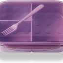 SEVENY Bento Box Adult Lunch Box, Ideal Leak-Proof Lunch Box for Women, BPA-Free Natural Wheat Fiber Material, Reusable Meal Prep Container for Body Builders Purple