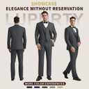LUPURTY Men's One Button 3-Piece Suits Slim Fit Tuxedo Set with Blazer Jacket Vest & Pants for Wedding Prom Business,Dark Grey M