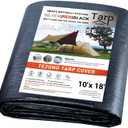 TEZONG Tarps Heavy Duty Waterproof 12x18ft,Black Plastic Tarps Large Multipurpose Outdoor Tarp Cover Thick Poly Tarpaulin 12MIL for Emergency Rain or Sun, Roof, Patio Furniture, Firewood, Canopy