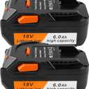 Futurebatt 2-Pack 18V High-Output 6.0Ah Lithium Battery for Ridgid 18V Tools Battery R840089 R840087 R840086 R840085 R840084 R840083 AC840085 AC840086 AC840087P