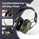 Rechargeable Shooting Ear Protection with Sound Amplification Electronic Earmuffs for Noise Reduction (Green)