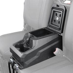 KEMIMOTO Bench Seat Center Console Armrest Box with Cup Holders Compatible with CFMOTO UFORCE 1000/1000 XL 2019-2025 Heavy Duty PP Lockable Armrest Storage Box Accessories