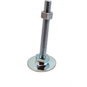 J.W. Winco 16N100T30/OS Series GN 440 Carbon Steel Plain Leveling Feet, Zinc Plated and Blue Passivated Finish, Metric Size, 40mm Base Diameter, M16 x 2.0 Thread Size, 100mm Thread Length