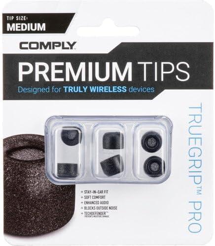 Comply TWR-200-B | Memory Foam Replacement Earbud Tips for Bang & Olufsen EX, Beats Solo Buds, Devialet Gemini & More | Ultimate Comfort, Secure Fit, Superior Noise Isolation | Black, Medium (3 Pairs)