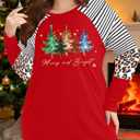 Plus Size Christmas Shirts Women Merry and Bright Christmas T Shirt Xmas Light V Neck Tees Xmas Holiday Long Sleeve Tops, 4XL