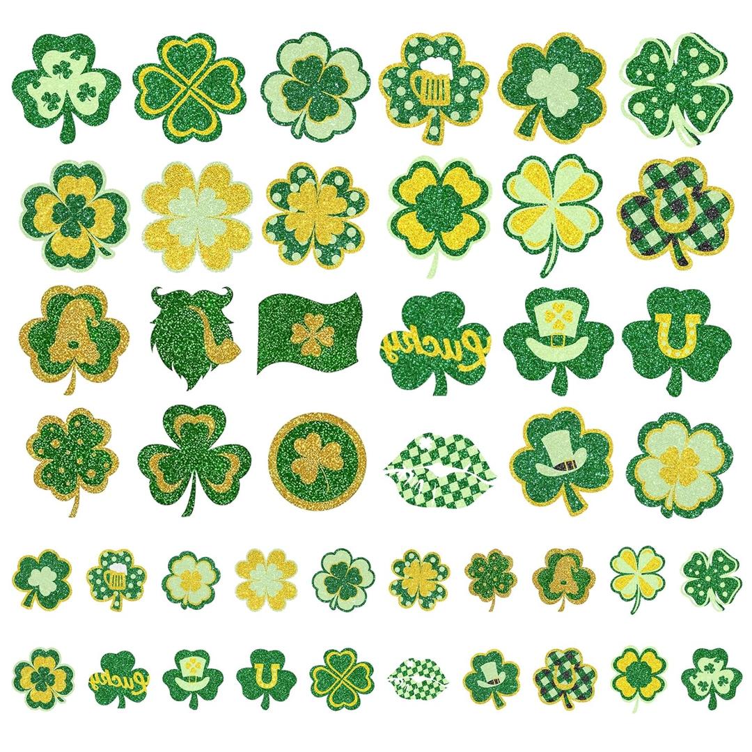 4 x 88Pcs St Patricks Day Temporary Tattoos Adult Shamrock Face Stickers Woman Irish Temporary Tattoo Stickers for Body St Pattys Accessories Irish Party Decor(clover88)