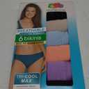 Fruit of the Loom Women's Breathable Underwear, Moisture Wicking Keeps You Cool & Comfortable (7, Cooling Stripes - Bikini - 6 Pack - Colors May Vary)