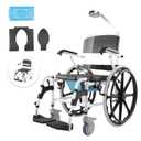 VEVOR Shower Wheelchair, 17.5in Width Aluminum Alloy Bathroom Wheelchair for Inside Shower, Adjustable Rolling Shower Chair w/Brake for Disabled Adult, 300 lbs Capacity Shower Commode Transport Chair