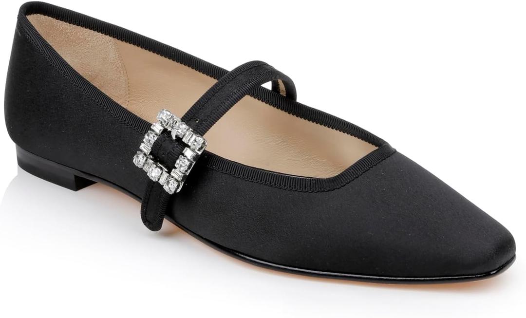 Badgley Mischka Women's Brystol Mary Jane Flat (10, Black)