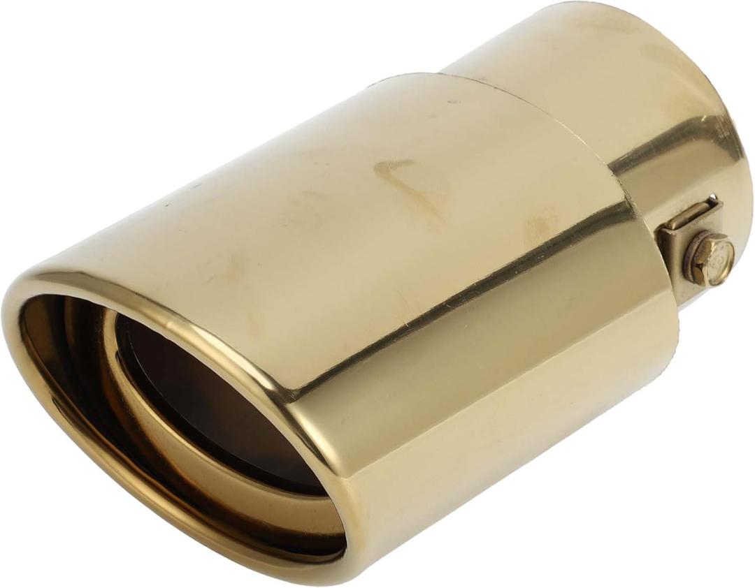 Slant Exhaust Tip, 1.3" - 2.4" Inlet 3.4" Outlet 5.8" Length Tailpipe Universal for Car Bolt on Stainless Steel Gold Tone