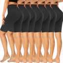 GROTEEN 7 Pack High Waisted 8'' Biker Shorts for Women - Buttery Soft Black Workout Yoga Running Spandex Yoga Shorts, XXL