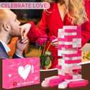 Couple Game for Adults, 54pcs Pink Wooden Lust Tower Game for Naughty Date Night Ideas and Fun Couple Gifts for Her, Unique Stacking Games Gift with 6pcs DIY Blocks