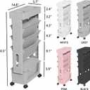 5-Tier Mobile Bookshelf, Rolling Bookcase Book Storage Rack, Movable File Folder Organizer Cart with Wheels for Home Study Office Living Room Classroom, Gray