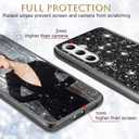 Silicone Case for Samsung Galaxy S25 Plus 5G Case Glitter Sparkle Bling, Hybrid Matte Back Case High Impact Heavy Duty Shockproof Protective Cover for Samsung S25 Plus Cute Case for Women (Black)