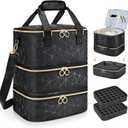 Large Nail Polish Organizer Bag Holds 84 Bottles Nail Polish and a Nail Lamp, PU Leather Nail Kit Storage Carrying Case, Removable Portable Travel Nail Art Tool Storage