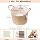 Mkono Woven Storage Basket Decorative Natural Rope Basket Wooden Bead Decoration for Blankets,Toys,Clothes,Shoes,Plant Organizer Bin with Handles Living Room Home Decor, Jute, 16" W 13.8"L