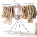 Four-Legged Clothes Drying Rack, Foldable & Collapsible Laundry Drying Rack, Drying Rack Clothing with Sock Clips & 4 Shoe Holders, Space-Saving Rack for Indoor and Outdoor Use