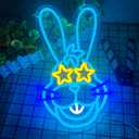 Anime Cartoon Bonnie Rabbit Neon Signs for Wall Decor,Dimmable Cartoon Bunny Neon Light,USB Powered Game Sign for Bedroom Gaming Room Man Cave Bar Birthday Gifts(10 * 16.1in) (Blue)