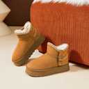 FINIWOR Snow Boots for Women Waterproof, Warm Fur Lined Mini Womens Boots Winter, Fall Ankle Boots Platform Non-slip (Brown)