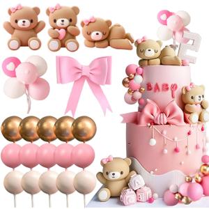 JeVenis Luxury Big Teddy Bear Cake Decoration Teddy Bear Baby Shower Decoration Teddy Bear Birthday Cake Decoration Baby Shower Cake Decoration Baby Girl Cake Decoration