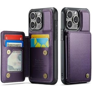 Vinich for iPhone 15 Pro Wallet Case with Card Holder, RFID Blocking Credit Slots Kickstand Shockproof Phone Cover for Women Men, Purple