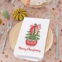 Merry Chinoiserie Christmas Kitchen Towels, Red Porcelain Tree Hand Towels for Bathroom, Red Bow Dish Towels, Kitchen Bathroom Decor, 16x24 Inch