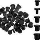 50 Pcs 5 Sizes Silicone Hole Plug, Round Rubber Black Rubber Plugs for Round Holes Waterproof Button Holes End Covers, Soft Flexible Stopper Fit for 4-9.5mm Inner Diameter Bottles Pipes