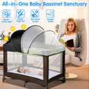Pack N Play Tent Cover - Half-Blackout Mosquito Net for Crib & Playpen, Baby Bassinet Cover for Cats with 2-Way Zipper, Sun-Blocking Bug Net for Travel Crib (Black-Large)