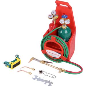 Oxy Acetylene Torch Kit,Portable Oxyacetylene Torch Kit Professional Welding Brazing Cutting Kit with Gas Tank and Pressure Gauge for Soldering Brazing Sparker Protection Glass