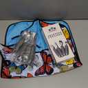 Adaptive Utensils with Adult Bib - 4pcs Weighted Utensils Set (2.5oz Each) for Hand Tremors, Elderly, Parkinson's, Arthritis - Non-Slip Easy Grip Handles for Independent Eating