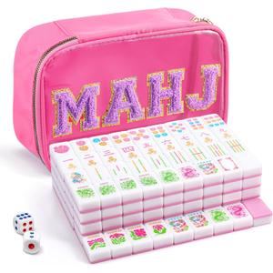 Soulchen American Mahjong Tiles Accessories Set 160 Pieces 1.2 Inches American Mahjong Tiles Game Set with Waterproof PVC Clear Zippered Storage Holder Bag for Game Lover Gift