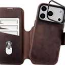 BLACKBROOK Wallet Case for iPhone 17 Pro  Burkley 2-in-1 Detachable Folio, MagSafe Compatible, RFID Blocking  Full Grain Leather with Natural Patina, 3 Card Slots, Premium Gift Box (Distressed Coffee)