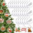 24Pcs Acrylic Clear Christmas Ornament,3 Inch Blank Acrylic Christmas Ornaments for Craft Clear Round Disc Ornaments Blanks with Hole for Christmas Decor DIY Family Kids Crafts