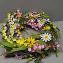 Yawwind 24 Inches Summer Wreaths for Front Door Spring Flower Wreaths Summer Door Wreath Colorful Wildflower Wreath with Daisy Lavender for Window Indoors Outdoor Decor
