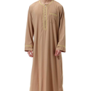 Men's Muslim Clothes Durable Kaftan Robe Dubai Long Gown Ethnic Clothes,1pc Soft Robe 7-8years